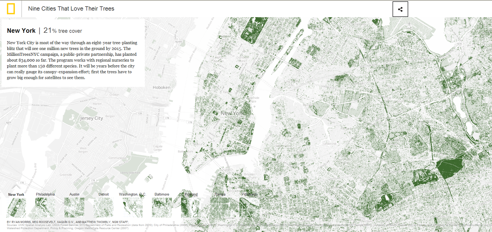 Mapa del dia: Nou ciutats que estimen els arbres