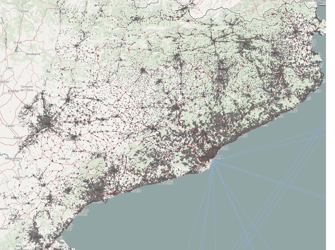 Mapa del dia: Mapa de població de Catalunya escala 1:1, any 2012