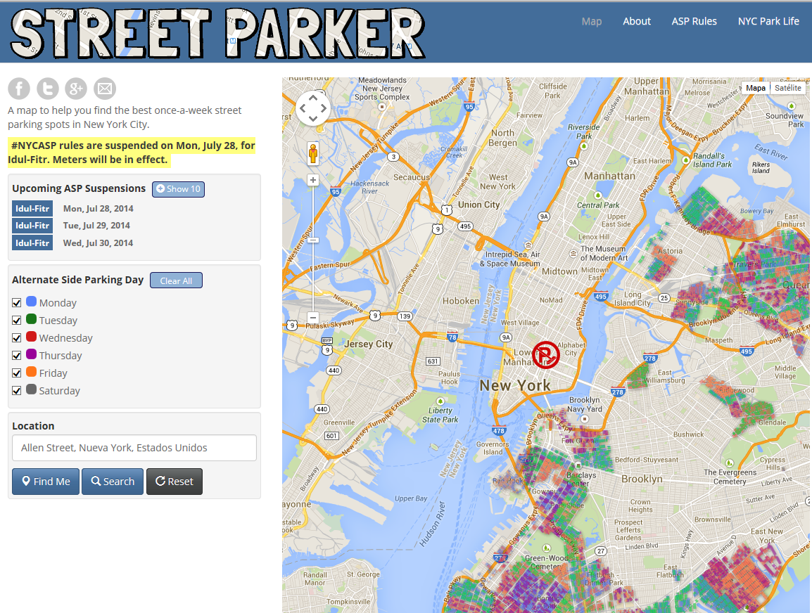 Mapa del dia: Mapa guia per aparcar a la ciutat de Nova York
