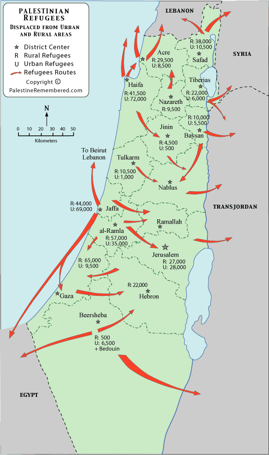 Mapa del dia: Palestina, mapa dels desplaçats