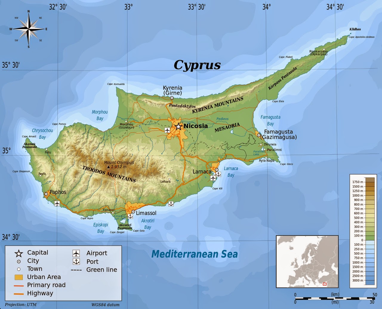 Mapa del dia: Topogràfic de Xipre