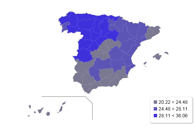 Mapa del dia: Evolució de la població a Espanya