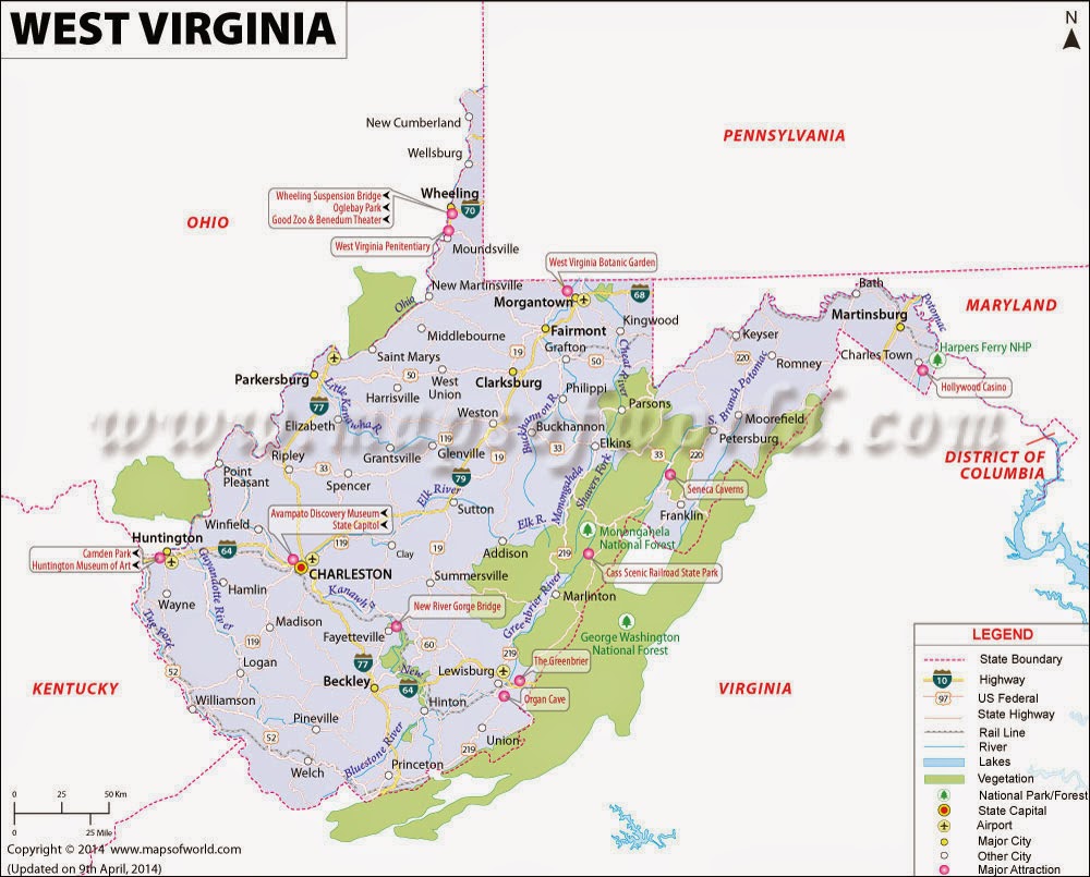 Mapa del dia: Qui coneix West Virginia?( i els ponts de Madison?)