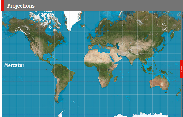 La deformació de la projecció Mercator, el conegut com a cas Groenlandia