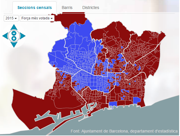 Resultat de les eleccions municipals 2015 i un mapa per comparar